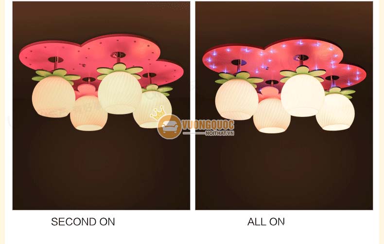 Đèn ốp trần cho bé màu hồng dễ thương uhs111-8